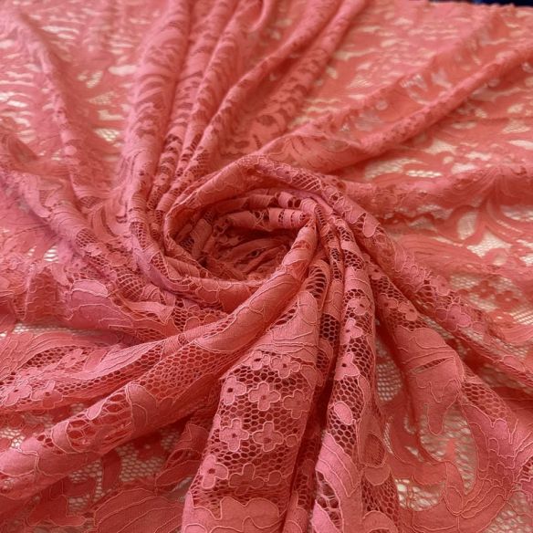 Tecido Renda Chantilly Arabesco Rosa Queimado • Conexão Tecidos