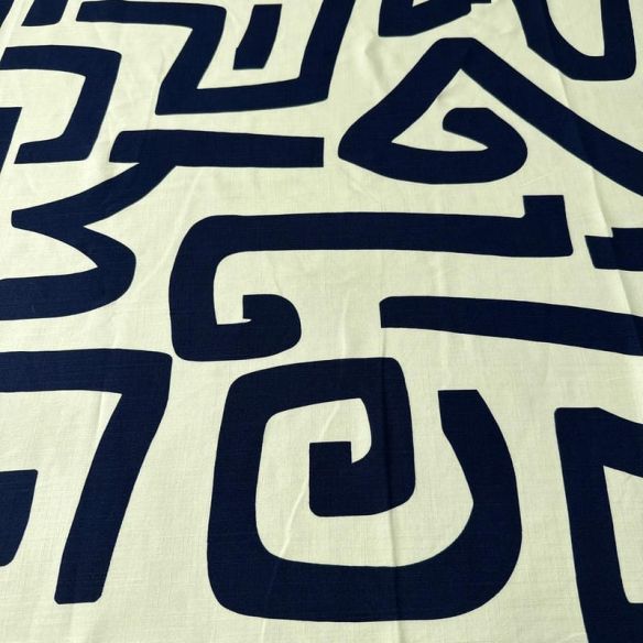 Tecido Viscolinho Estampado Grega Azul Marinho • Conexão Tecidos