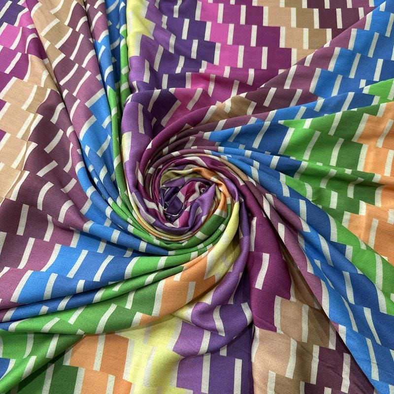 Tecido Viscose Estampada Acetinada Patchwork • Conexão Tecidos