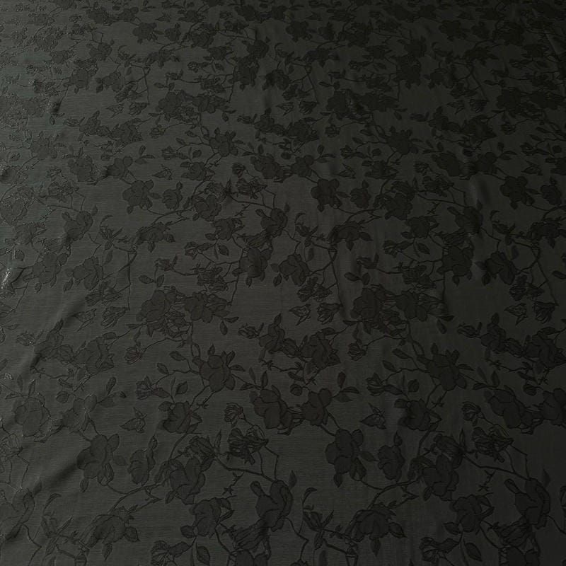 Tecido Jacquard Macio Floral Preto • Conexão Tecidos