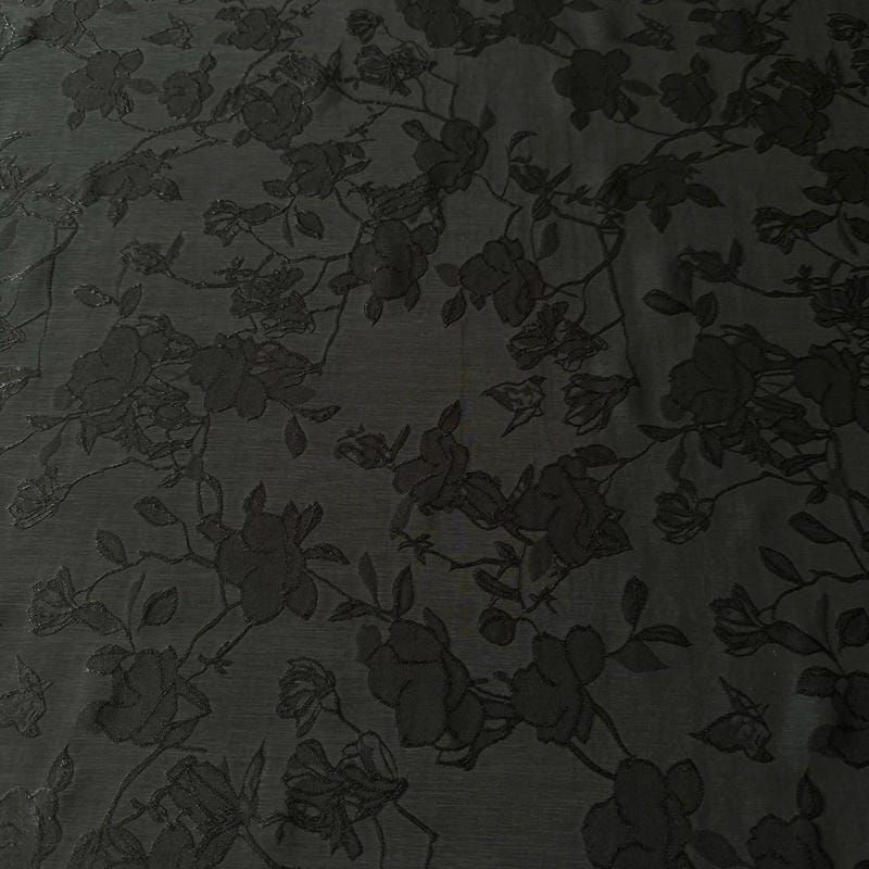 Tecido Jacquard Macio Floral Preto • Conexão Tecidos