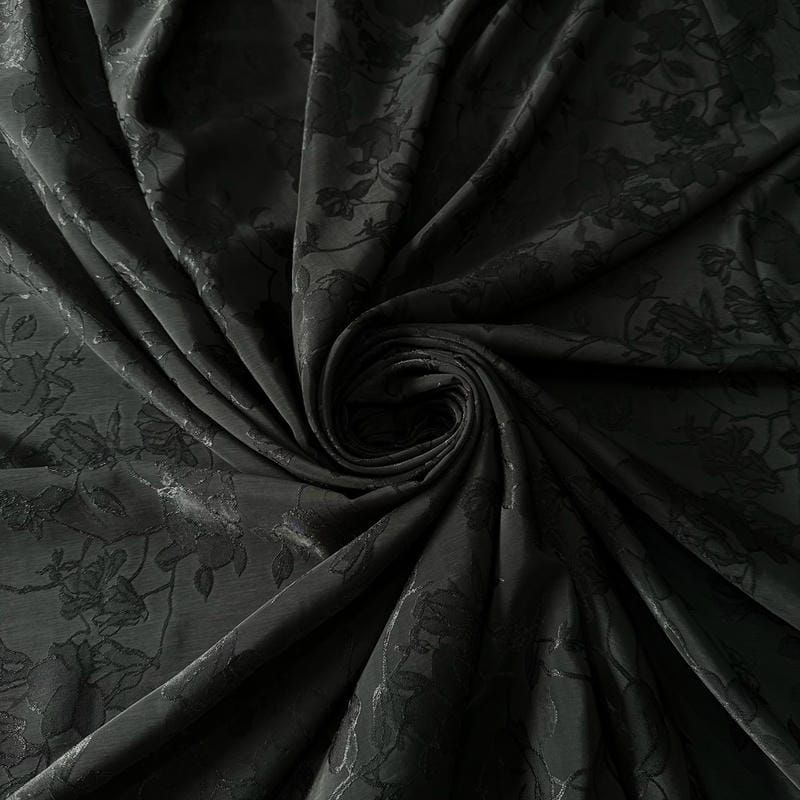 Tecido Jacquard Macio Floral Preto • Conexão Tecidos