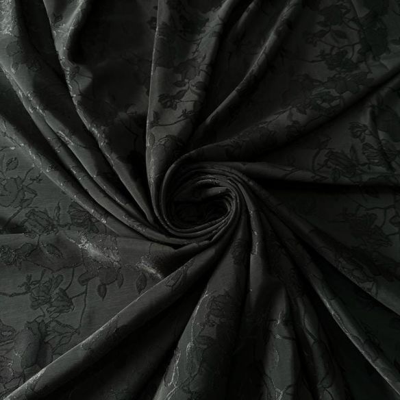Tecido Jacquard Macio Floral Preto • Conexão Tecidos