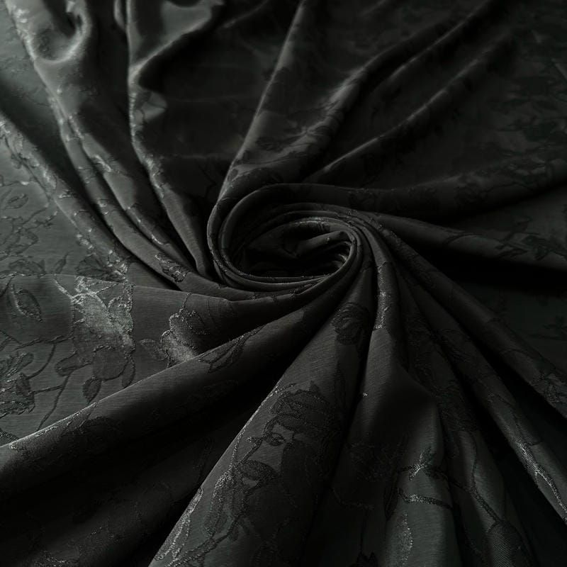 Tecido Jacquard Macio Floral Preto • Conexão Tecidos
