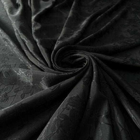 Tecido Jacquard Macio Floral Preto • Conexão Tecidos