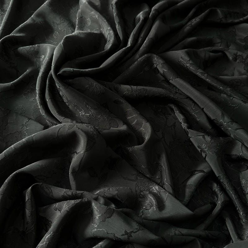 Tecido Jacquard Macio Floral Preto • Conexão Tecidos