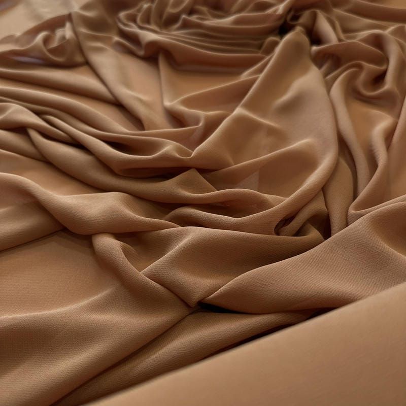 Tecido Musseline Lisa Nude Caramelo • Conexão Tecidos