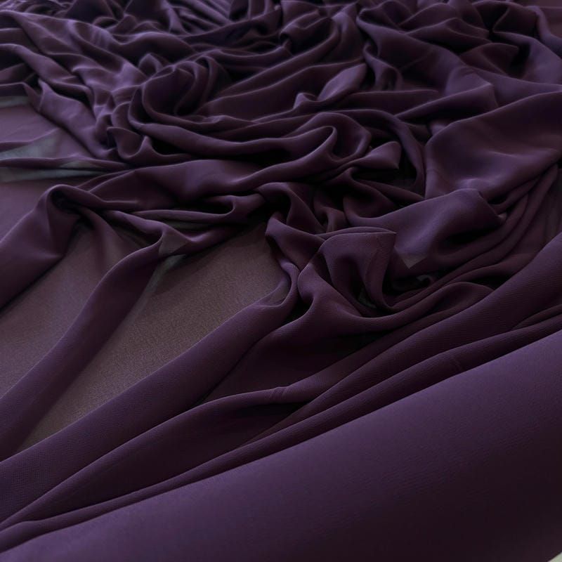 Tecido Musseline Lisa Roxo Berinjela • Conexão Tecidos
