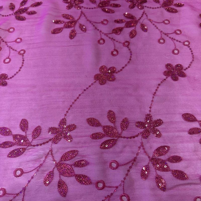 Tecido Musseline De Seda Bordada Indiana Pink • Conexão Tecidos