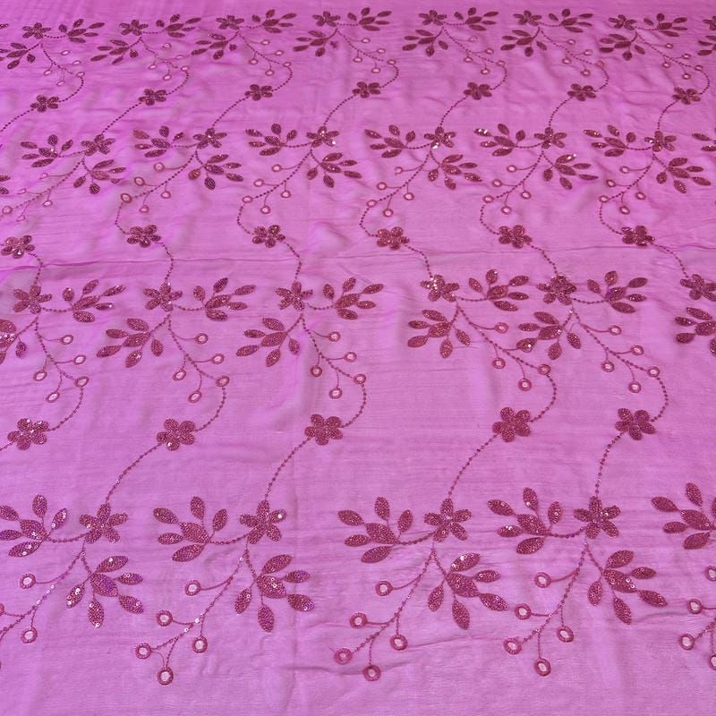 Tecido Musseline De Seda Bordada Indiana Pink • Conexão Tecidos