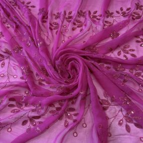 Tecido Musseline De Seda Bordada Indiana Pink • Conexão Tecidos