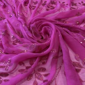 Tecido Musseline De Seda Bordada Indiana Pink • Conexão Tecidos 2