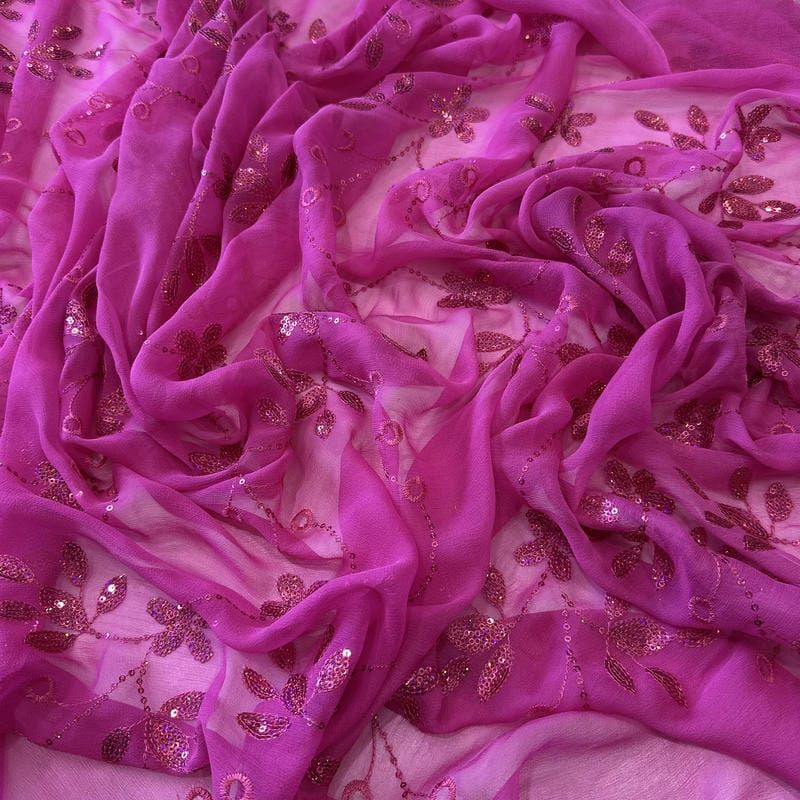 Tecido Musseline De Seda Bordada Indiana Pink • Conexão Tecidos