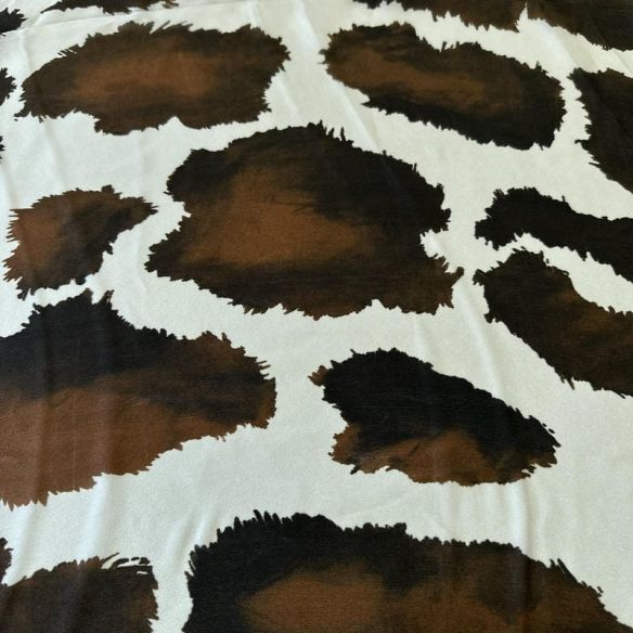 Tecido Cetim de Seda Italiano Estampado Cow Print Marrom • Conexão