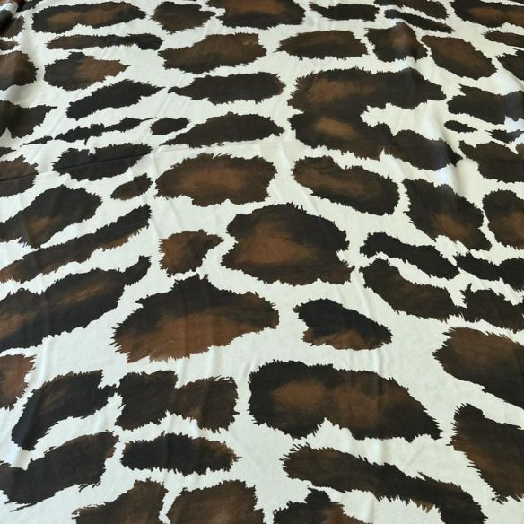Tecido Cetim de Seda Italiano Estampado Cow Print Marrom • Conexão