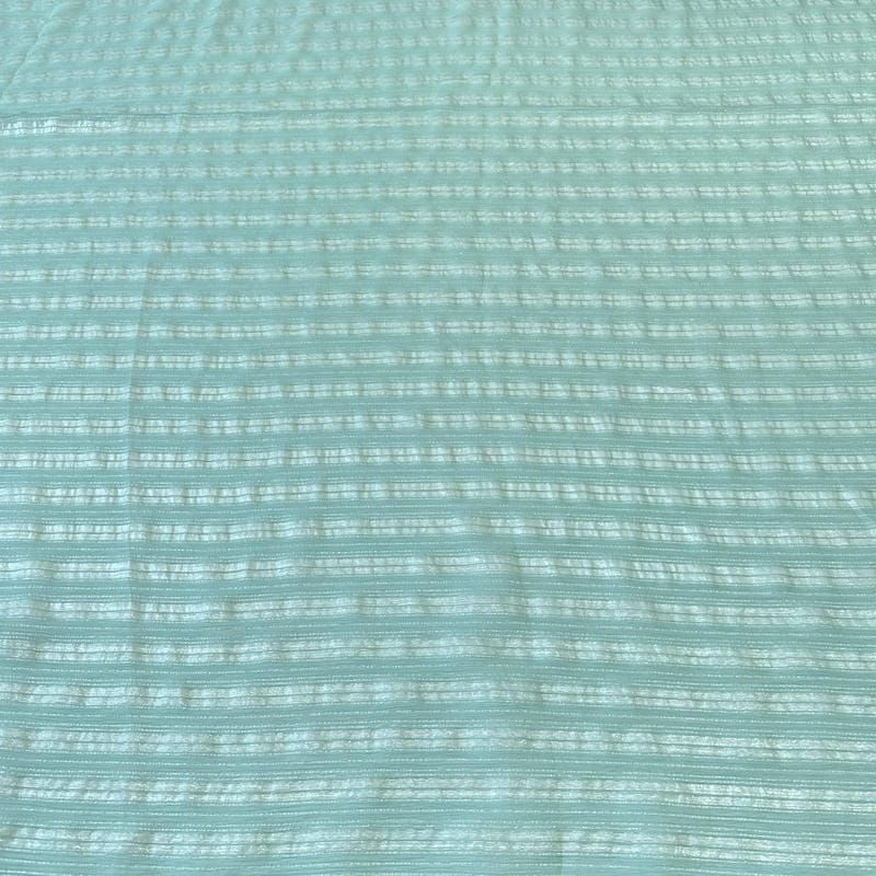 Tecido Chiffon De Seda Listrado Foil Verde Tiffany • Conexão Tecidos