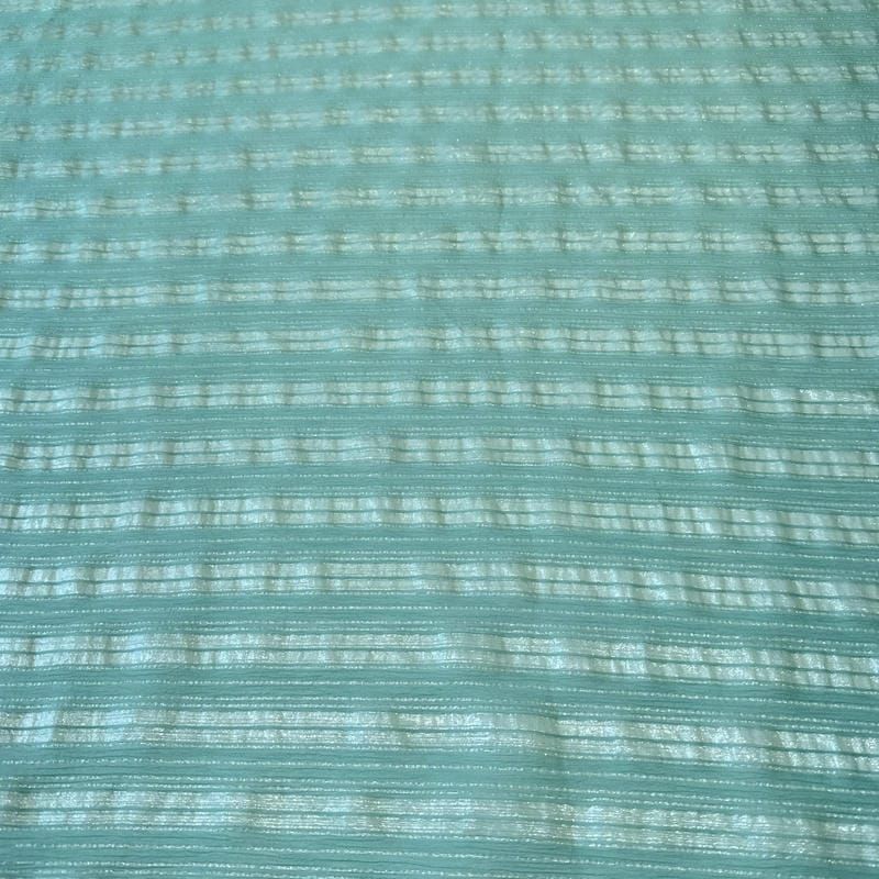 Tecido Chiffon De Seda Listrado Foil Verde Tiffany • Conexão Tecidos