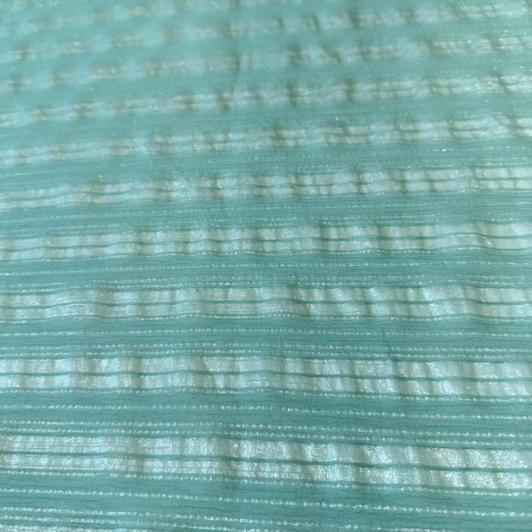 Tecido Chiffon De Seda Listrado Foil Verde Tiffany • Conexão Tecidos