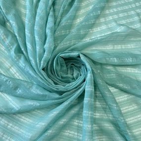 Tecido Chiffon De Seda Listrado Foil Verde Tiffany • Conexão Tecidos