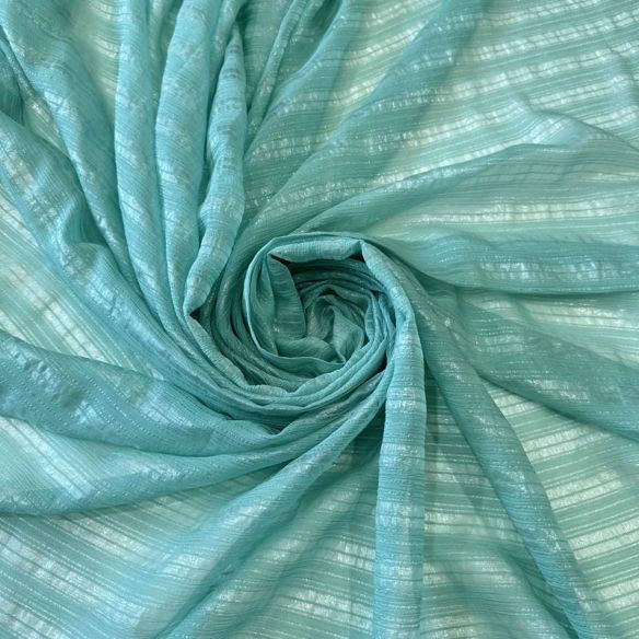 Tecido Chiffon De Seda Listrado Foil Verde Tiffany • Conexão Tecidos