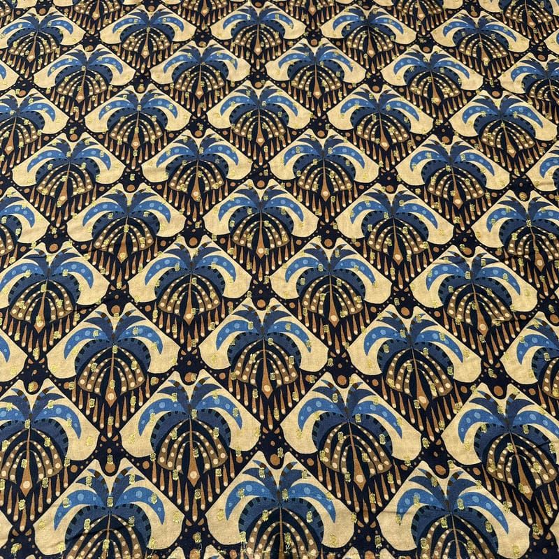 Tecido Viscose Estampada Palmeira Real Foil • Conexão Tecidos