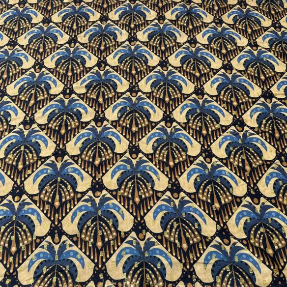 Tecido Viscose Estampada Palmeira Real Foil • Conexão Tecidos