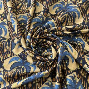 Tecido Viscose Estampada Palmeira Real Foil • Conexão Tecidos