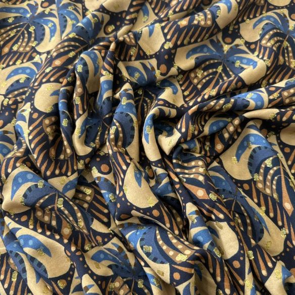 Tecido Viscose Estampada Palmeira Real Foil • Conexão Tecidos