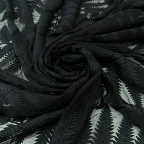 Tecido Musseline De Seda Bordada Indiana Preto • Conexão Tecidos 2