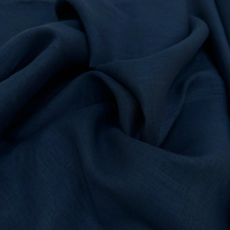 Tecido Cambraia de Linho Puro Azul Mediterrâneo • Conexão Tecidos
