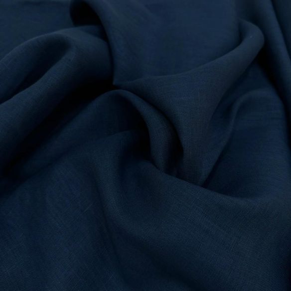 Tecido Cambraia de Linho Puro Azul Mediterrâneo • Conexão Tecidos