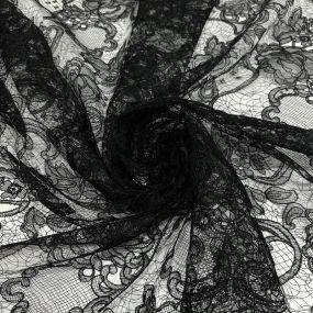 Tecido Renda Chantilly Francês Preto • Conexão Tecidos