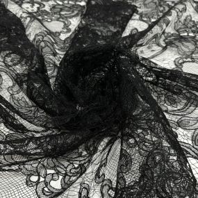 Tecido Renda Chantilly Francês Preto • Conexão Tecidos 2
