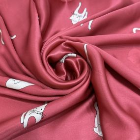 Tecido Cetim De Seda Estampado Cat • Conexão Tecidos