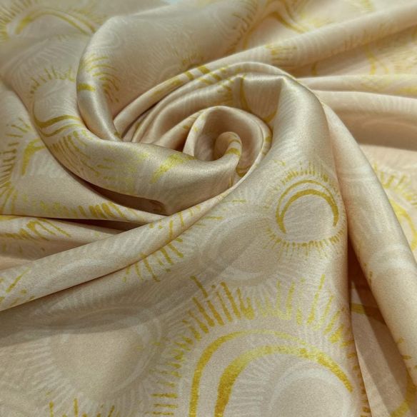 Tecido Cetim de Seda Estampado Luar Mágico