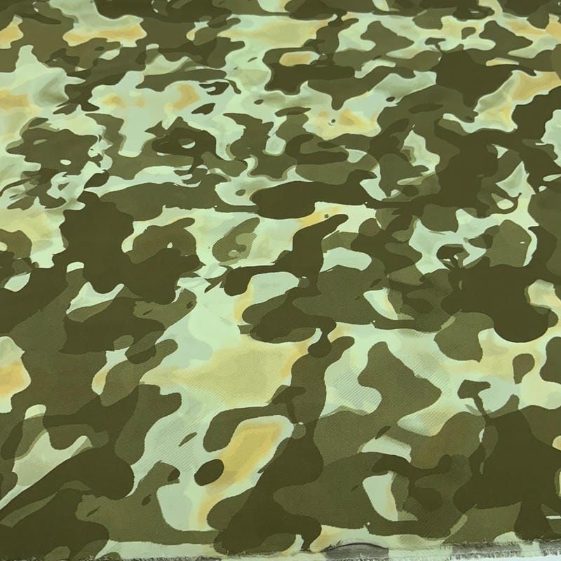 Tecido Cetim de Seda Estampado Army
