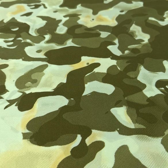 Tecido Cetim de Seda Estampado Army