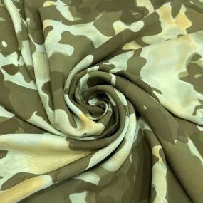 Tecido Cetim de Seda Estampado Army