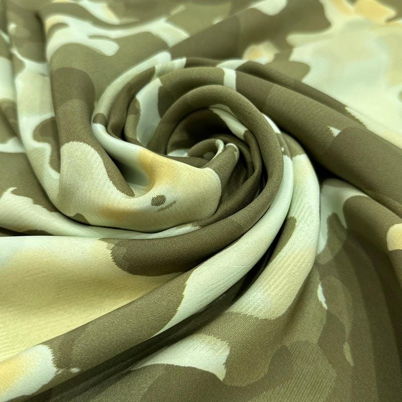 Tecido Cetim de Seda Estampado Army