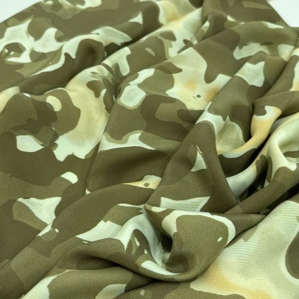 Tecido Cetim de Seda Estampado Army