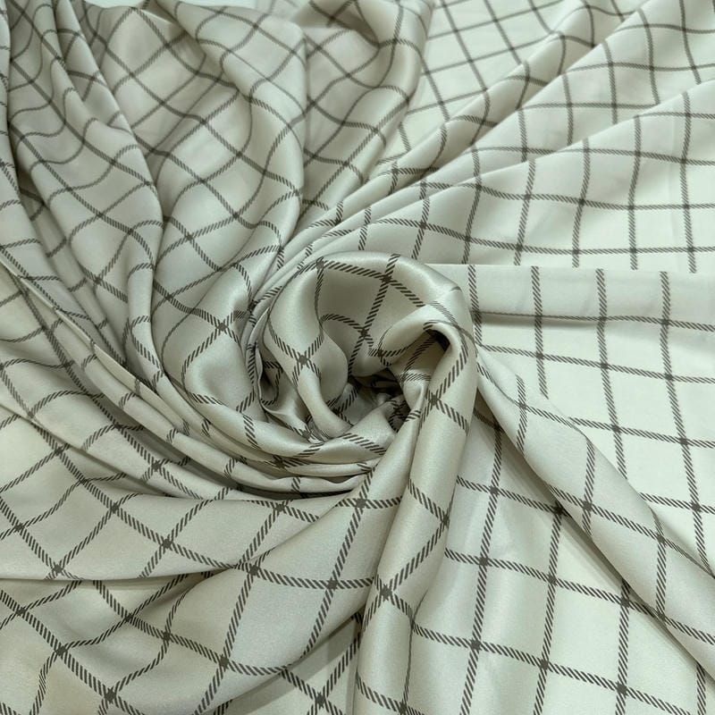 Tecido Cetim de Seda Estampado Xadrez Belga