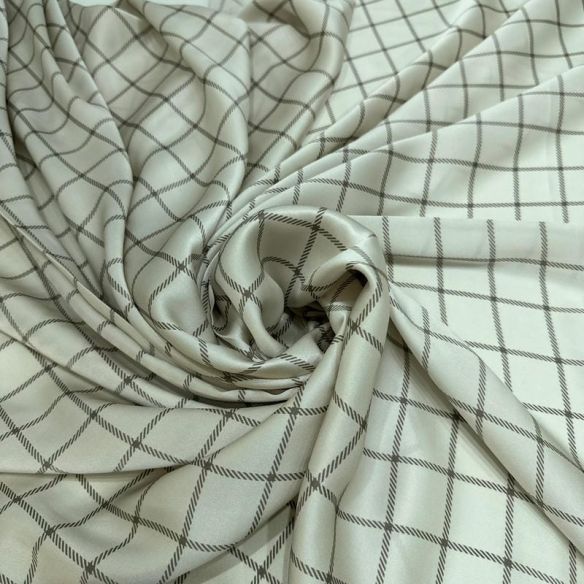 Tecido Cetim de Seda Estampado Xadrez Belga