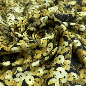 Tecido Cetim de Seda Estampado Paetê 3D Gold • Conexão Tecidos 2