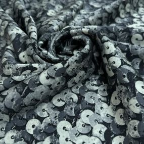 Tecido Cetim de Seda Estampado Paetê 3D Black 2