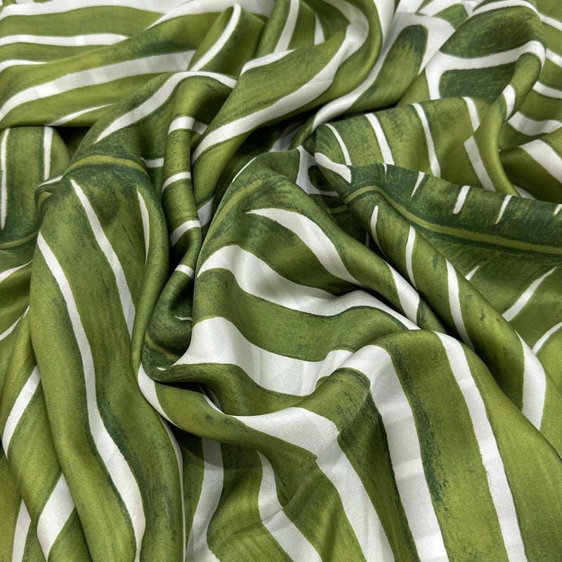 Tecido Cetim de Seda Estampado Folhagem Italiana • Conexão Tecidos