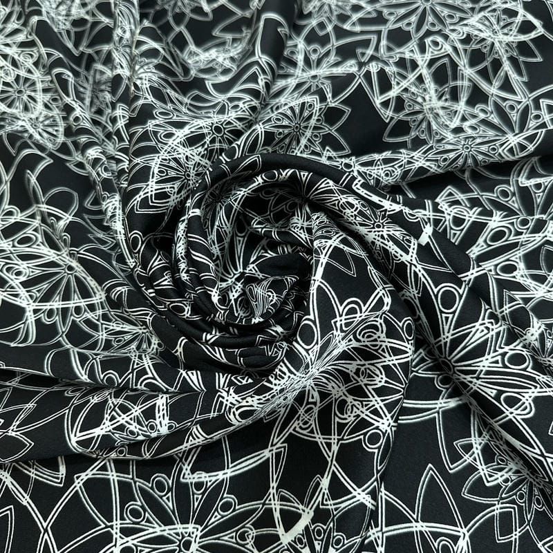 Tecido Cetim de Seda Estampado Atomic • Conexão Tecidos