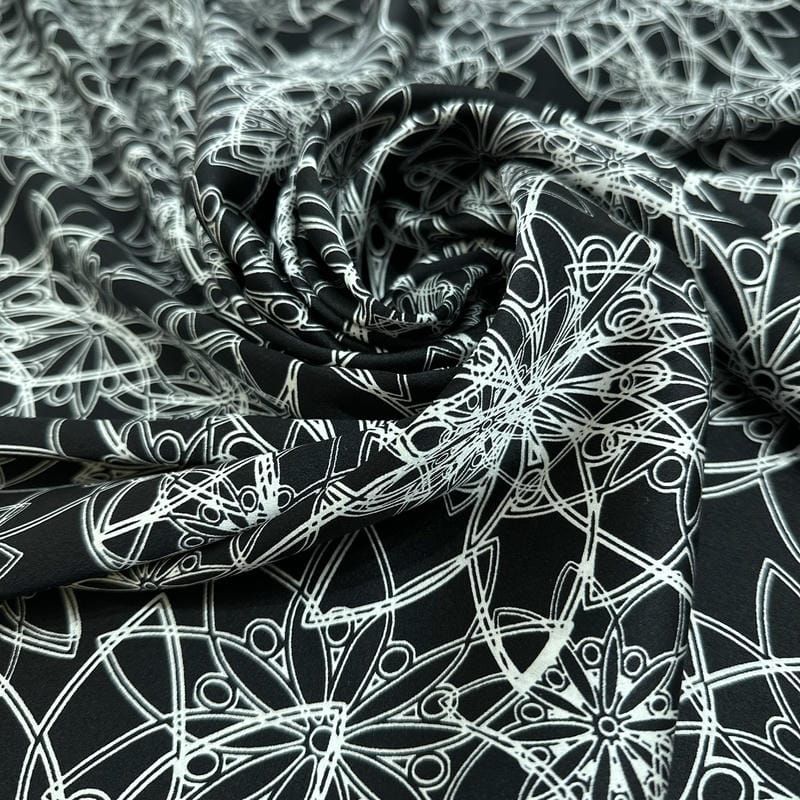 Tecido Cetim de Seda Estampado Atomic • Conexão Tecidos