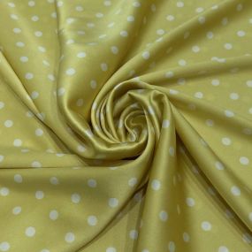 Tecido Cetim de Seda Estampado Poá Amarelo