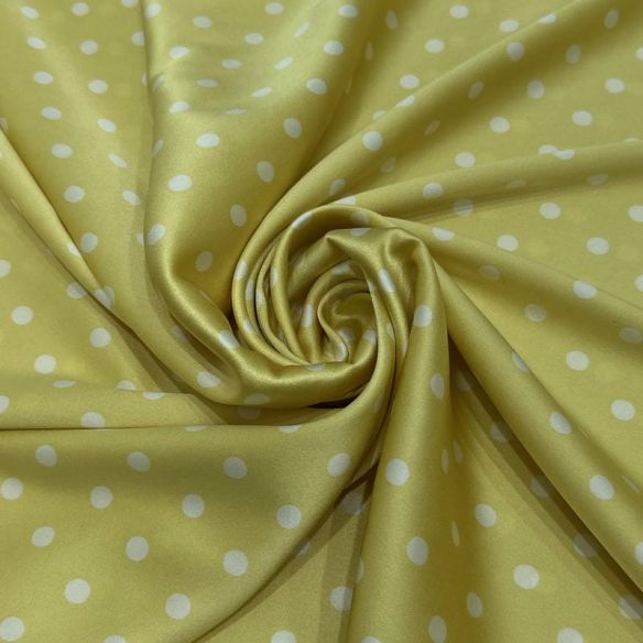 Tecido Cetim de Seda Estampado Poá Amarelo