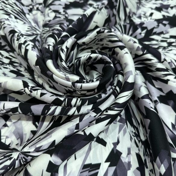 Tecido Cetim de Seda Pura Estampada Geométrica Cristal • Conexão